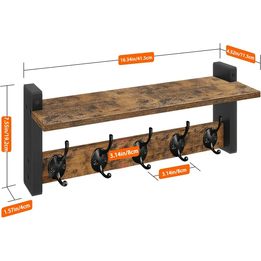 Joffre Industrial Wall-Mounted Coat Rack