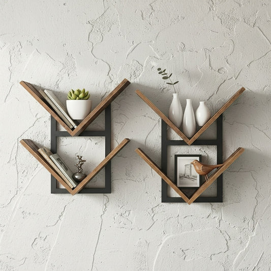 Devine Geometric V-Shaped Floating Shelves